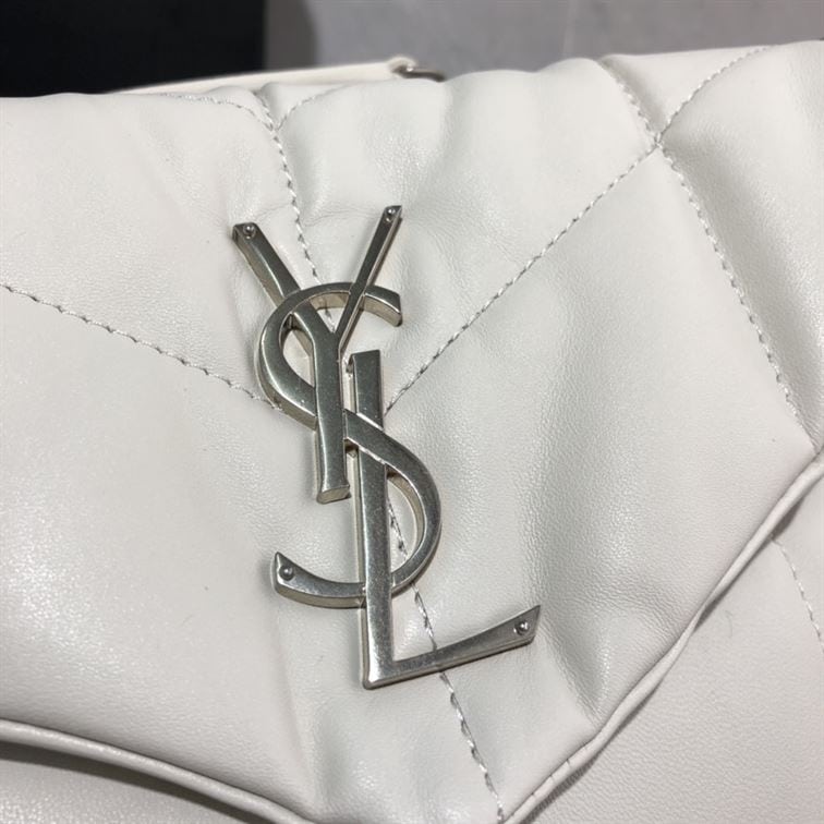 YSL SMALL PUFFER IN QUILTED NAPPA WHITE LEATHER – YB069