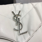 YSL SMALL PUFFER IN QUILTED NAPPA WHITE LEATHER – YB069