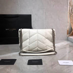 YSL SMALL PUFFER IN QUILTED NAPPA WHITE LEATHER – YB069
