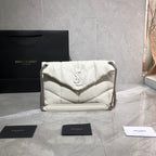 YSL SMALL PUFFER IN QUILTED NAPPA WHITE LEATHER – YB069