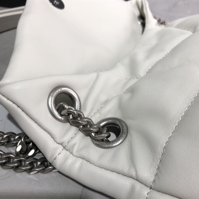 YSL SMALL PUFFER IN QUILTED NAPPA WHITE LEATHER – YB069