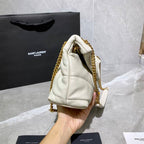 YSL SMALL PUFFER IN QUILTED NAPPA WHITE LEATHER – YB070