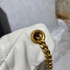 YSL SMALL PUFFER IN QUILTED NAPPA WHITE LEATHER – YB070
