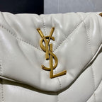 YSL SMALL PUFFER IN QUILTED NAPPA WHITE LEATHER – YB070