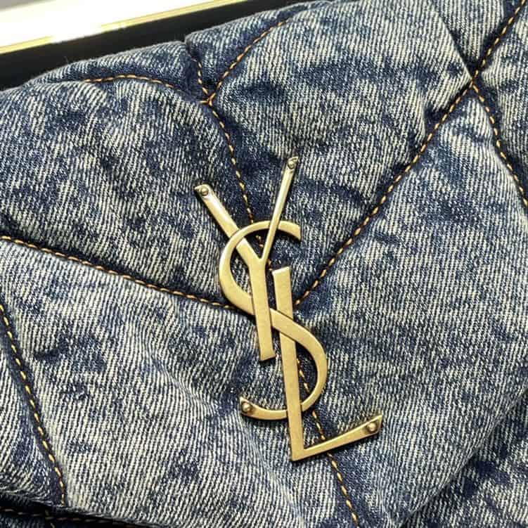 YSL SMALL PUFFER IN SUEDE AND DENIM BLACK – YB063