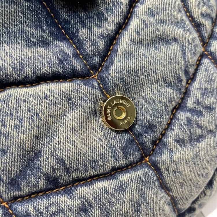 YSL SMALL PUFFER IN SUEDE AND DENIM BLACK – YB063