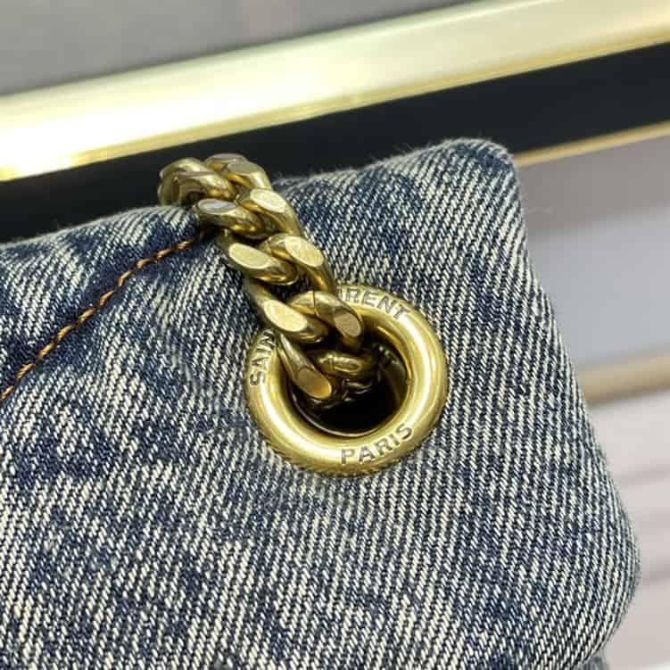 YSL SMALL PUFFER IN SUEDE AND DENIM BLACK – YB063